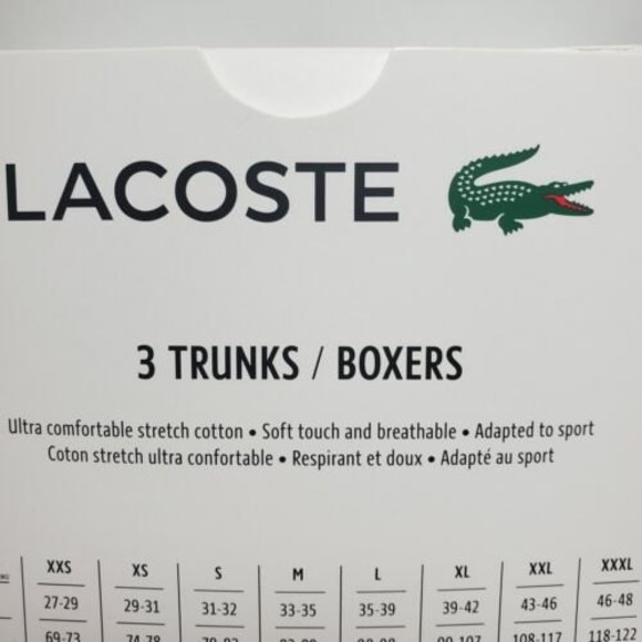 Lacoste 3-Pack Casual Cotton Stretch Men's Boxers Trunks Large Grey Underwear - Picture 7 of 9